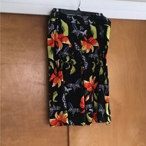 Soft surroundings floral skirt, black with bright flowers